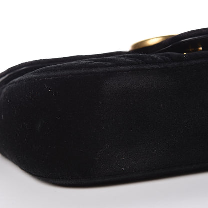 Gucci Velvet Matelasse Mini GG Marmont Shoulder Bag Black 8 of 9