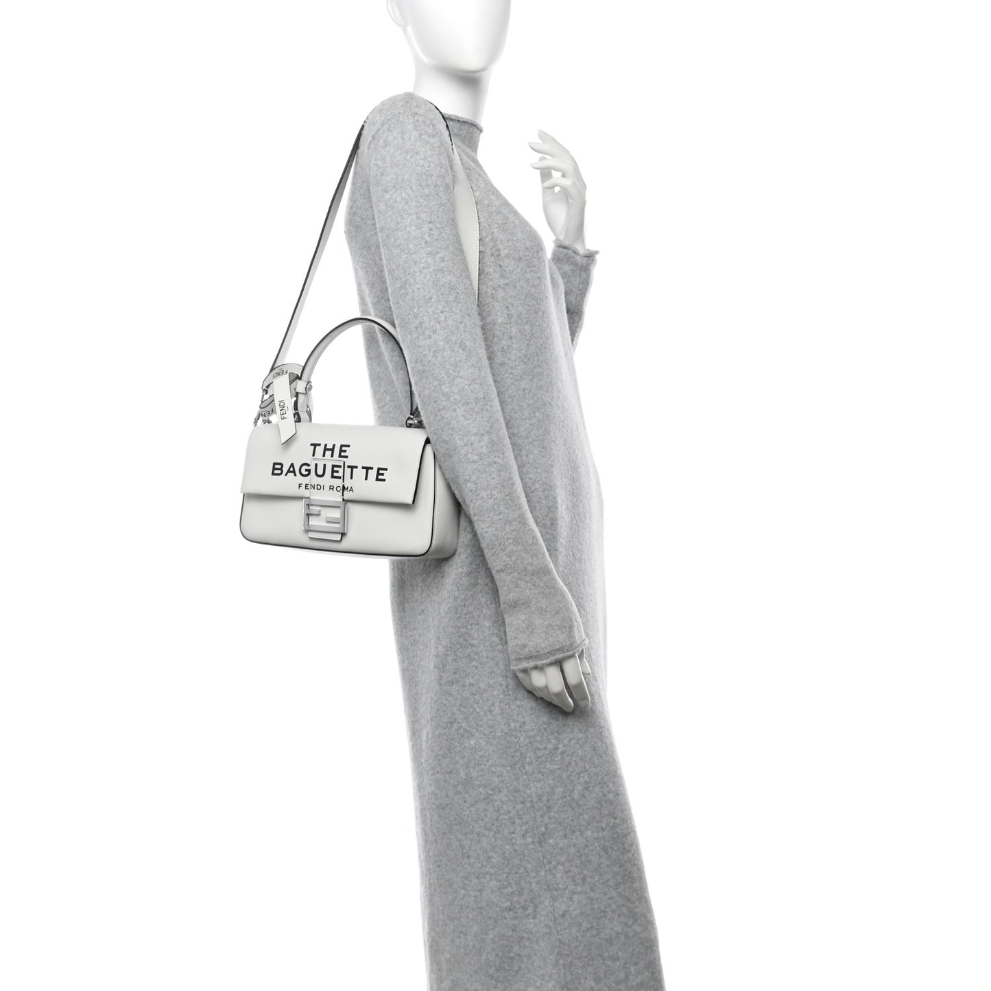 X MARC JACOBS Nappa Logo Medium Baguette White