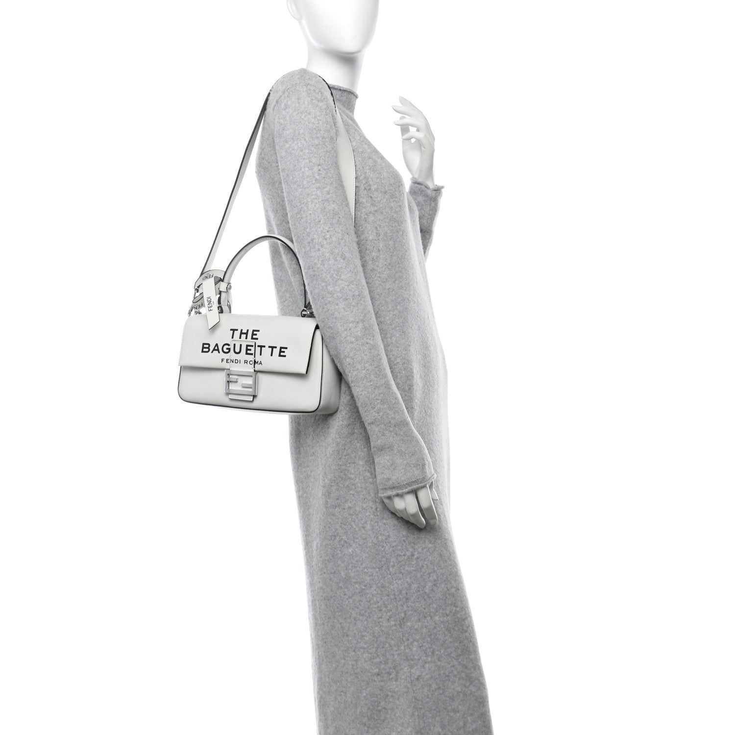 Fendi X MARC JACOBS Nappa Logo Medium Baguette White 2 of 14