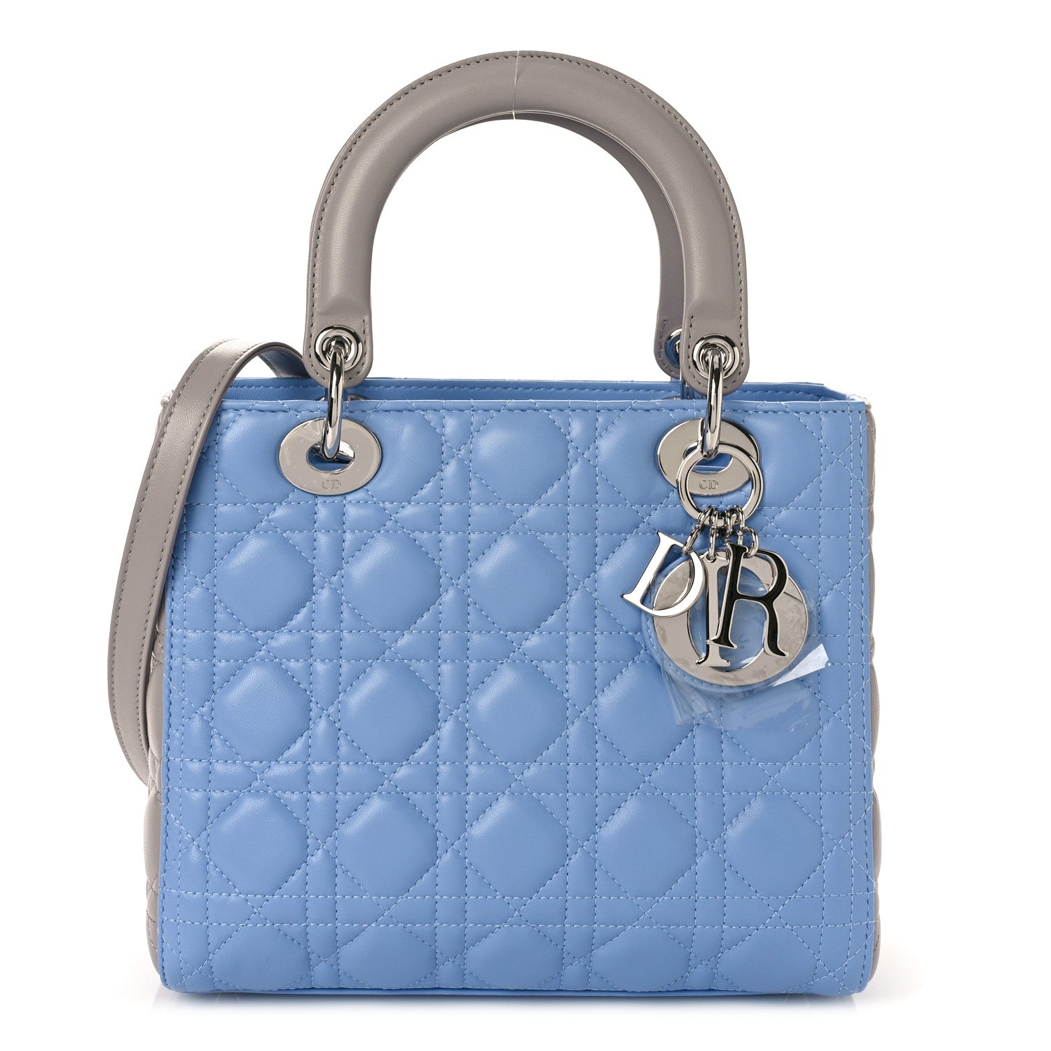Christian Dior Lambskin Cannage Medium Bi-Color Lady Dior Blue Gray 1 of 8
