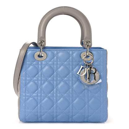 Christian Dior Lambskin Cannage Medium Bi-Color Lady Dior Blue Gray 1 of 8