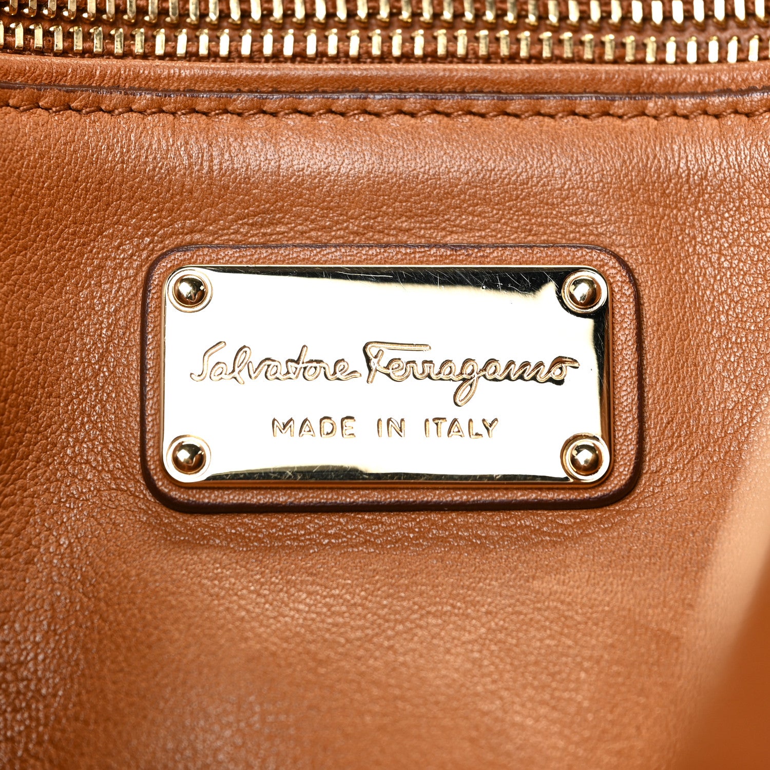 Salvatore Ferragamo Calfskin Suzanna Gancini Satchel Brown 6 of 28