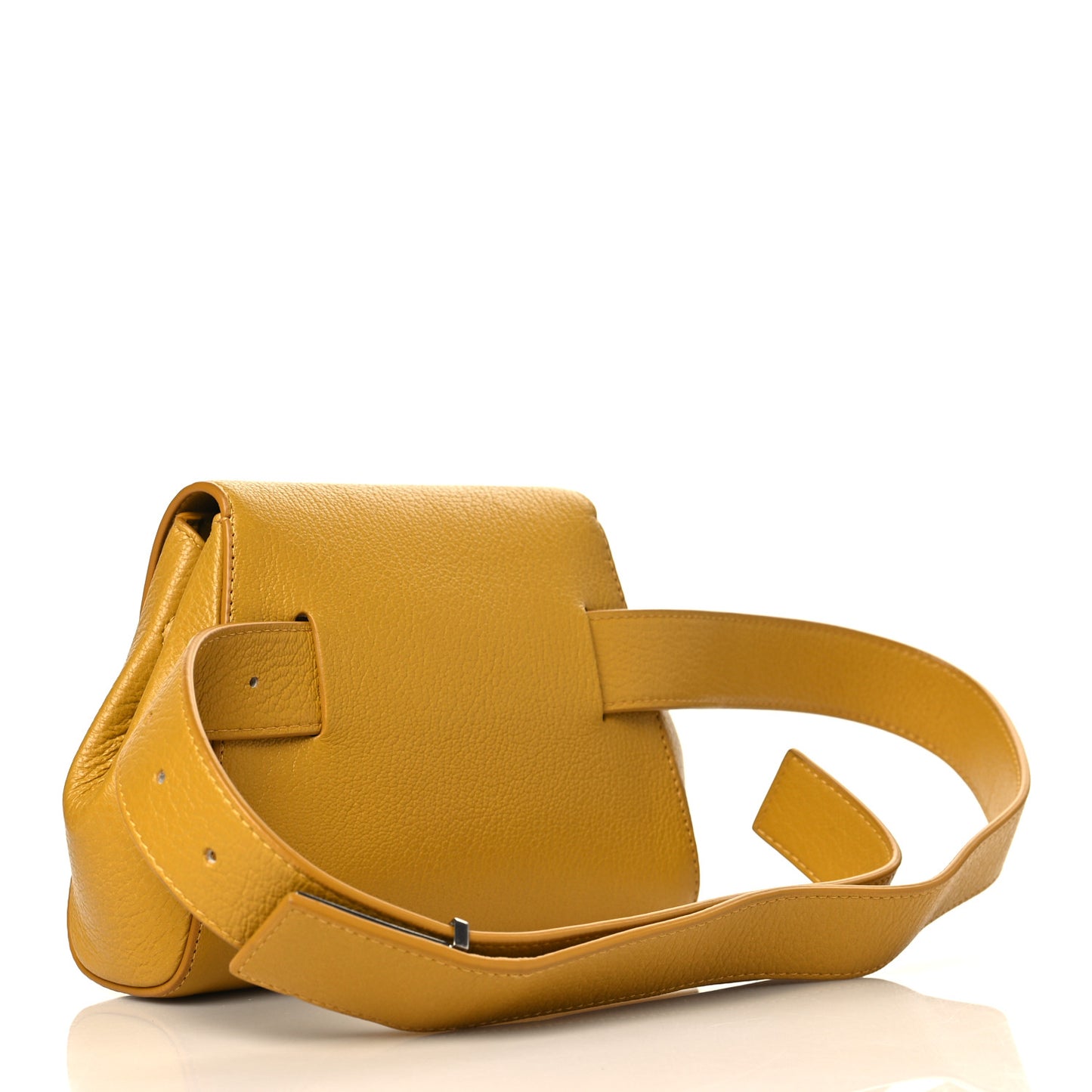 Grained Calfskin Geometric Belt Bag Mustard Yellow