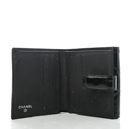 Chanel Patent Quilted Compact French Flap Wallet Black 4 of 4