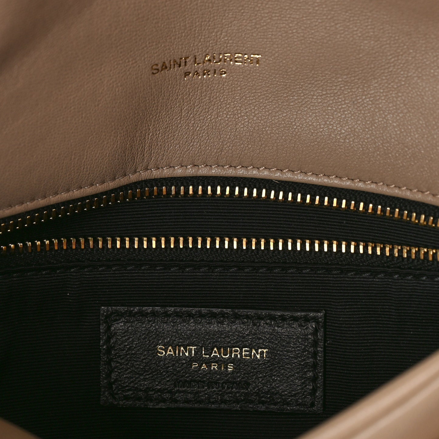 Lambskin Quilted Small Loulou Puffer Monogram Chain Satchel Dark Beige