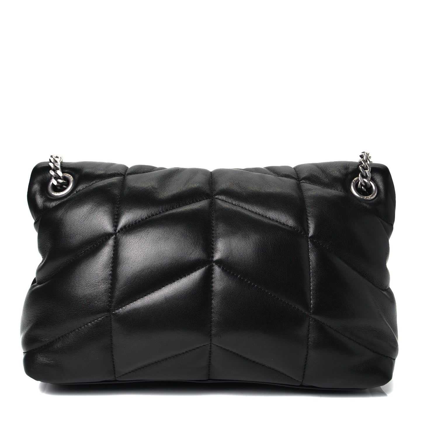 Lambskin Quilted Small Loulou Puffer Monogram Chain Satchel Black