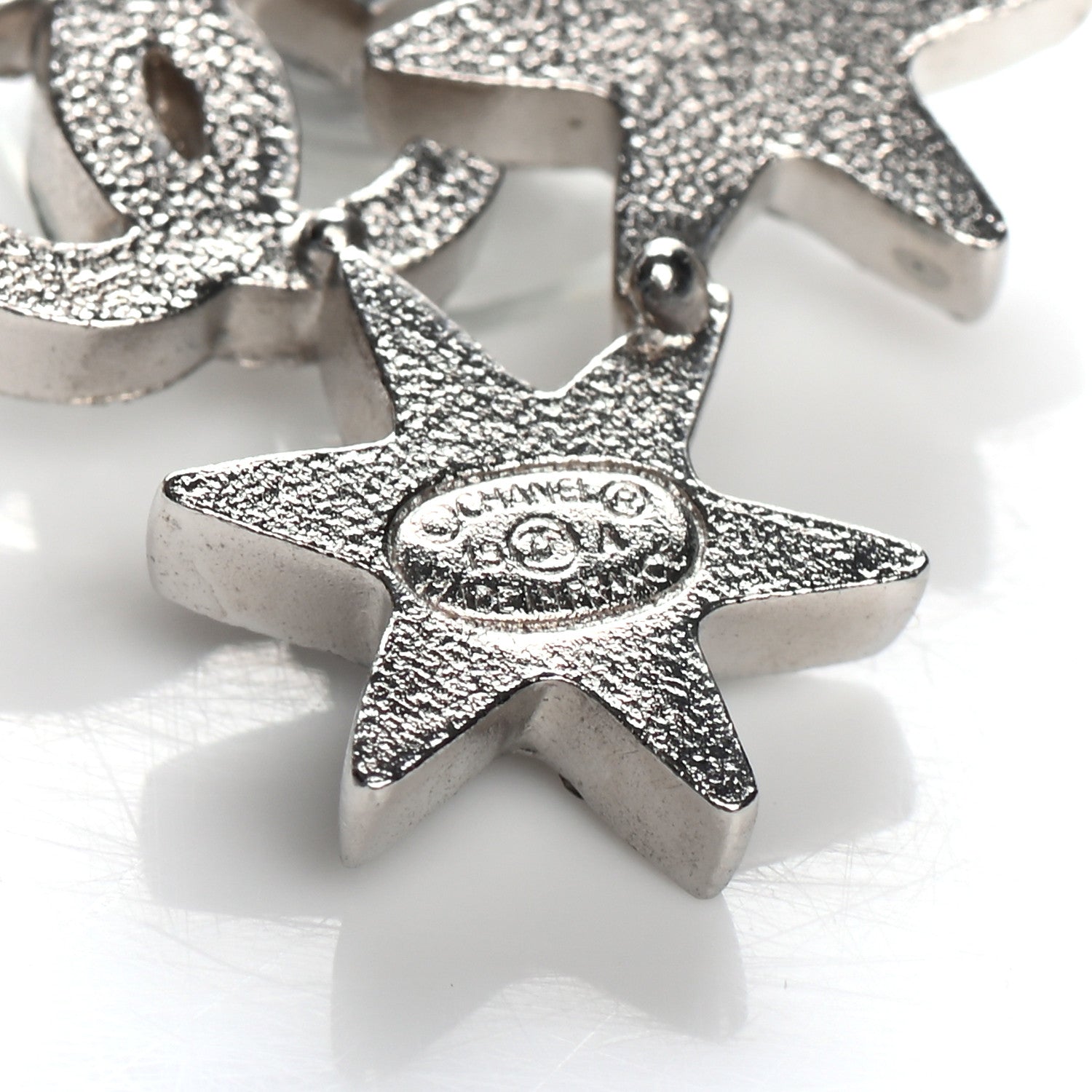 Chanel Crystal CC Star Earrings Silver 4 of 4