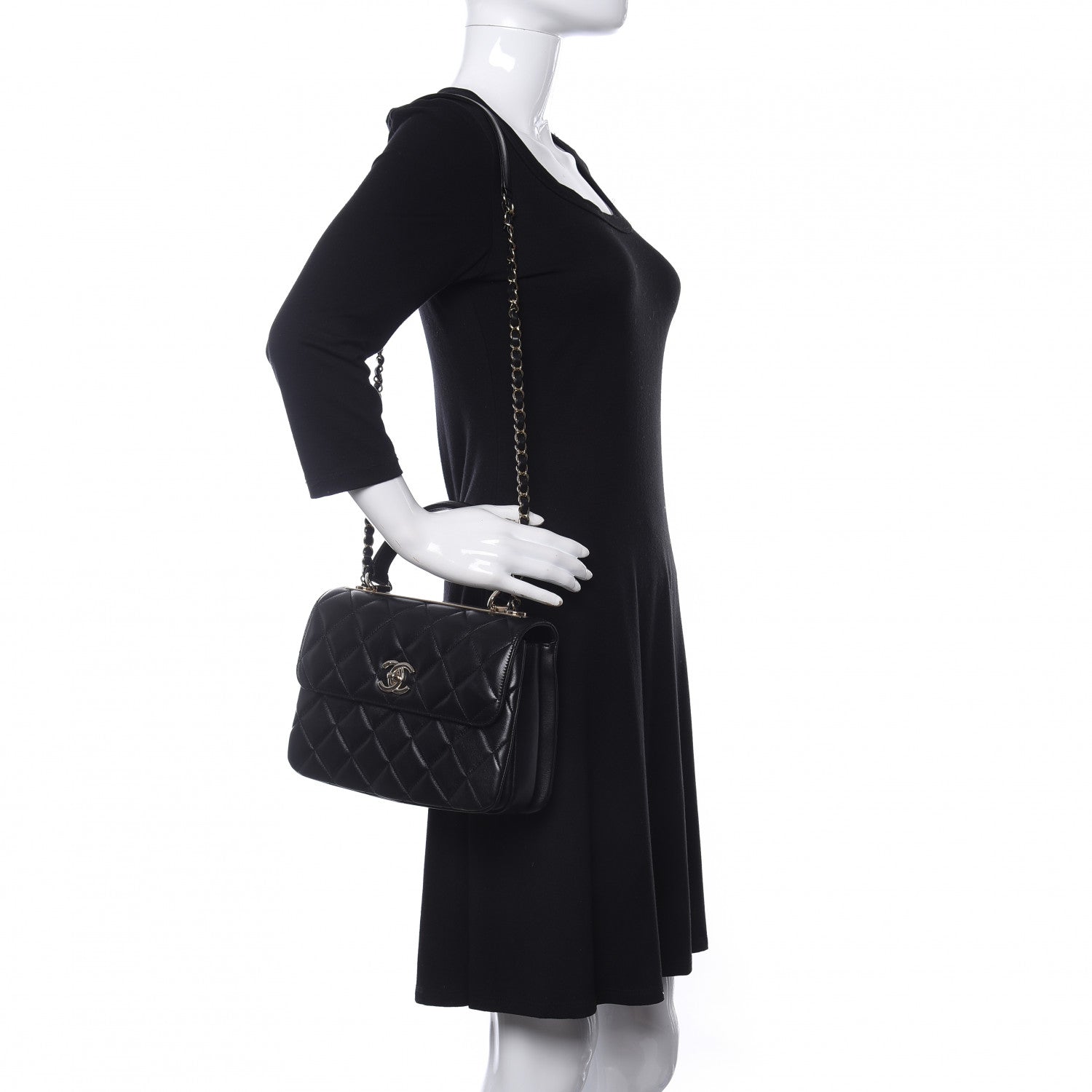 Chanel Lambskin Quilted Small Trendy CC Dual Handle Flap Bag Black 2 of 11