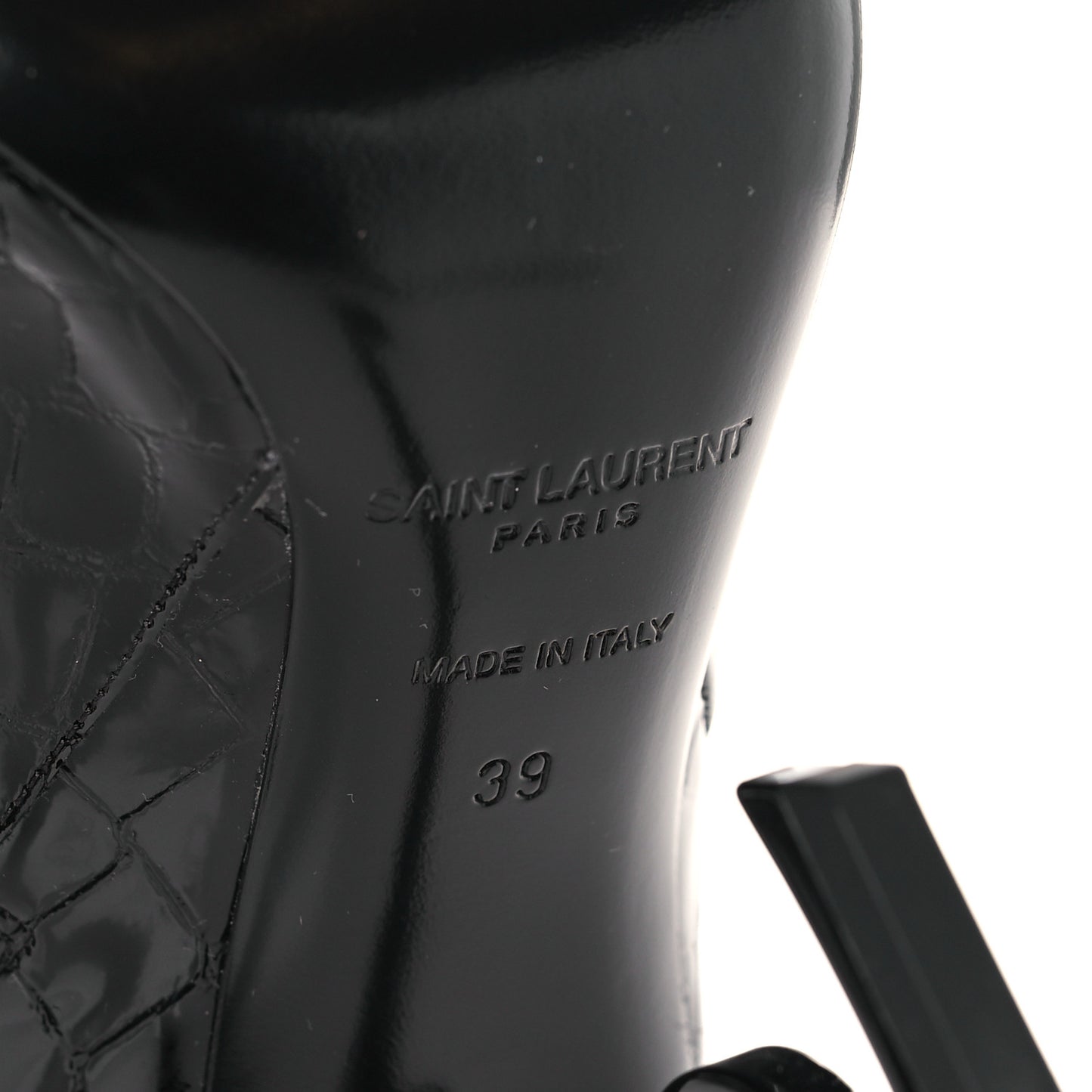 Alligator Embossed Patent Calfskin Opyum 110 Ankle Boots 39 Black
