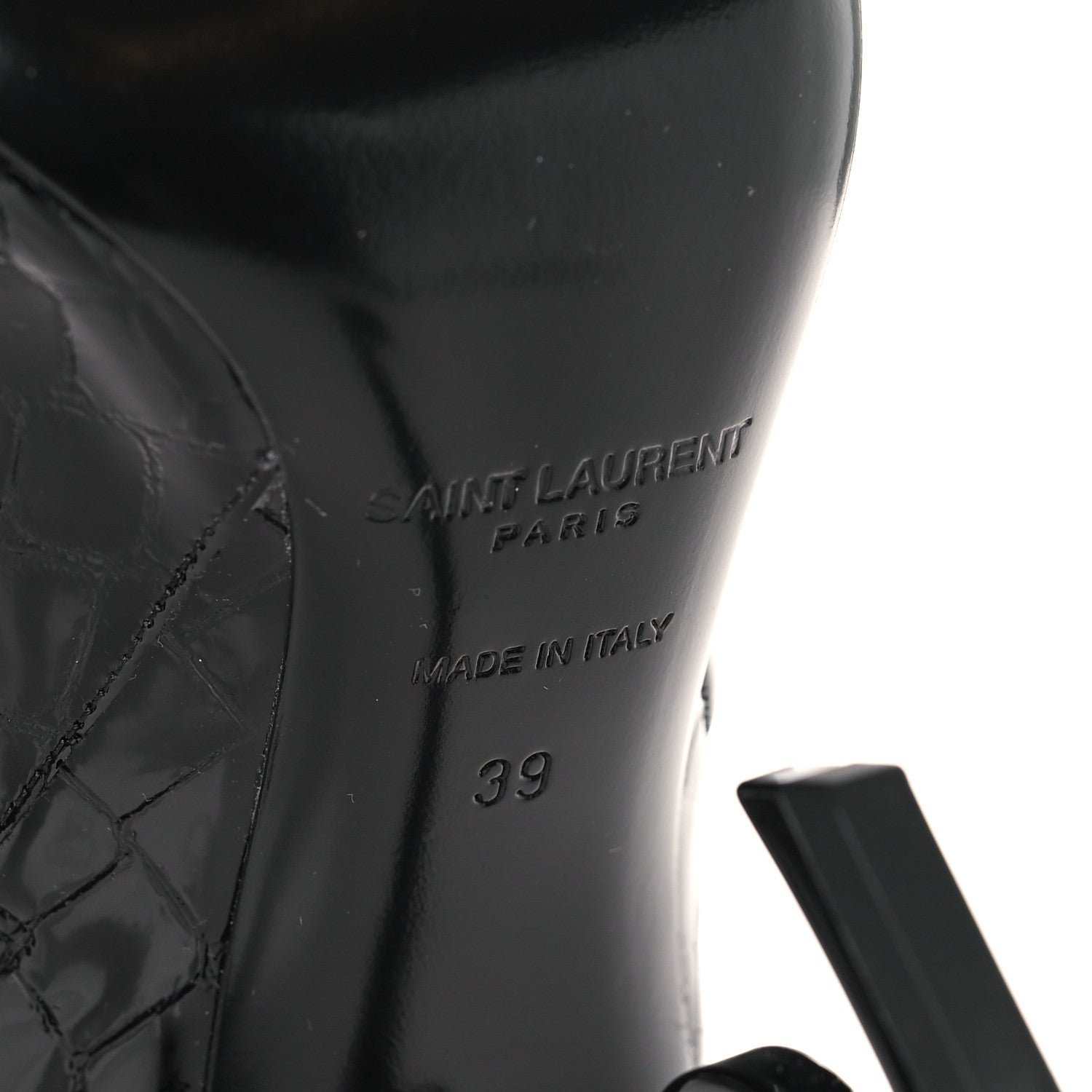 Saint Laurent Alligator Embossed Patent Calfskin Opyum 110 Ankle Boots 39 Black 7 of 10