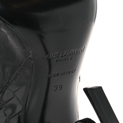 Saint Laurent Alligator Embossed Patent Calfskin Opyum 110 Ankle Boots 39 Black 7 of 10