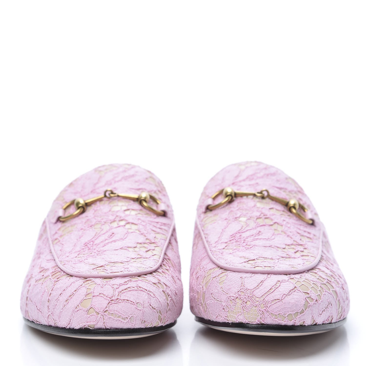 Gucci Lace Malaga Kid Womens Princetown Slippers 40.5 Sugar Pink Skin Rose 3 of 9