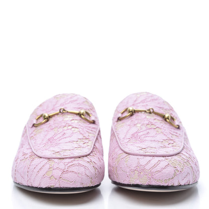 Gucci Lace Malaga Kid Womens Princetown Slippers 40.5 Sugar Pink Skin Rose 3 of 9