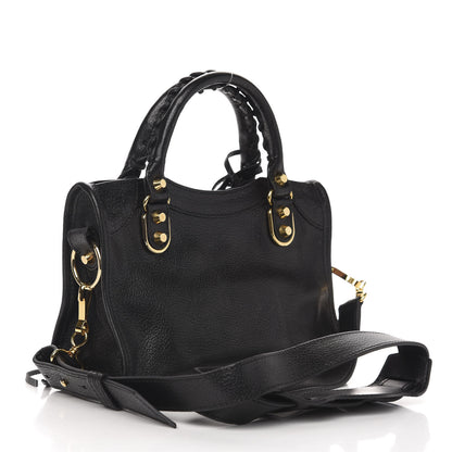 Balenciaga Chevre Gold Metallic Edge Hardware Mini City Black 4 of 11