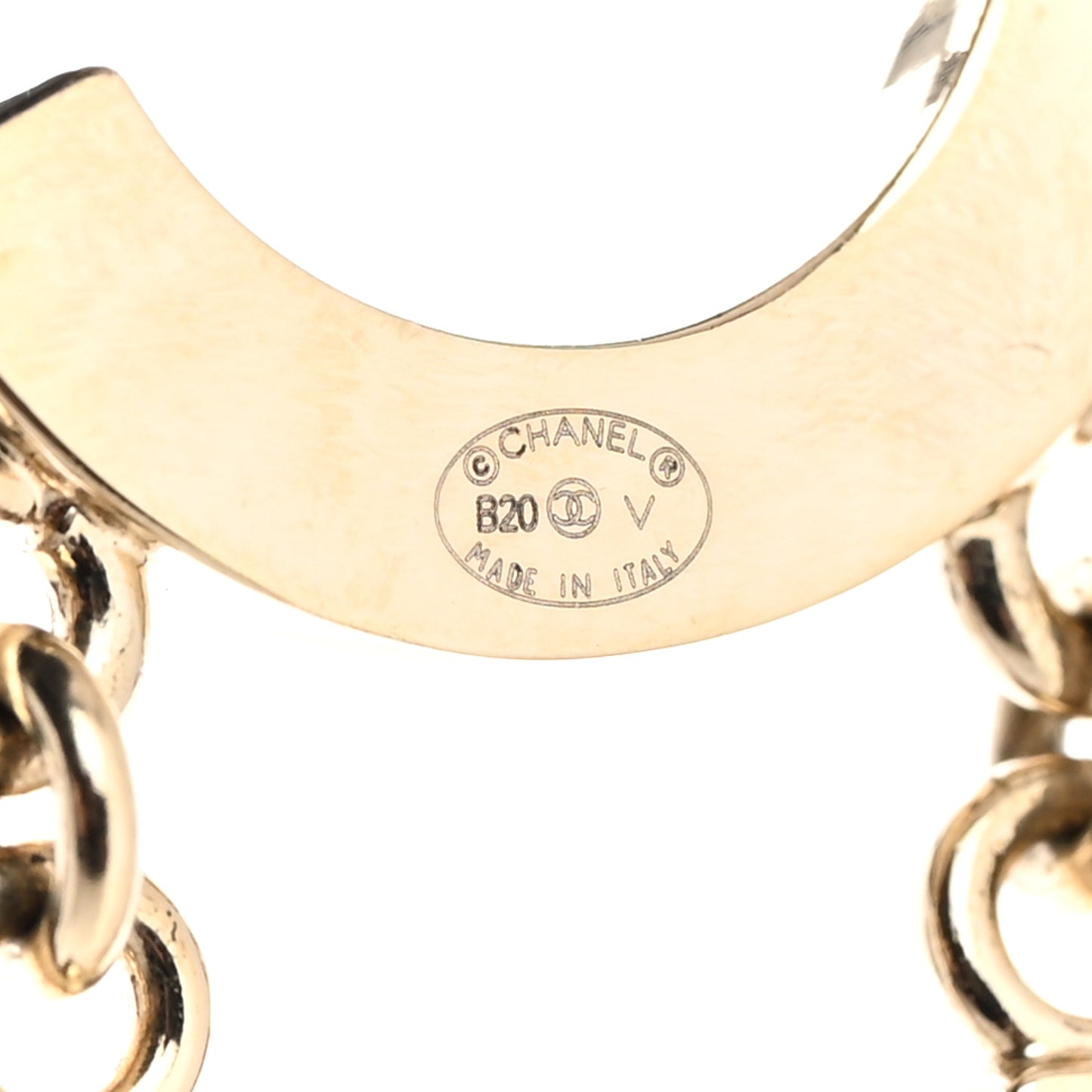Metal Cha-Nel Logo Drop Earrings Gold
