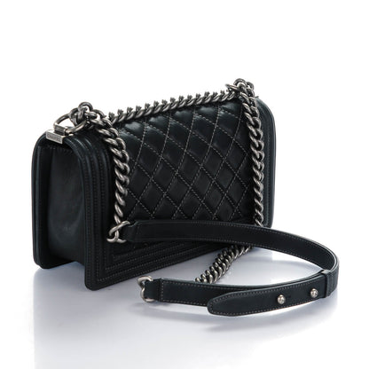 Chanel Iridescent Calfskin Quilted Medium Boy Flap Black 3 of 8