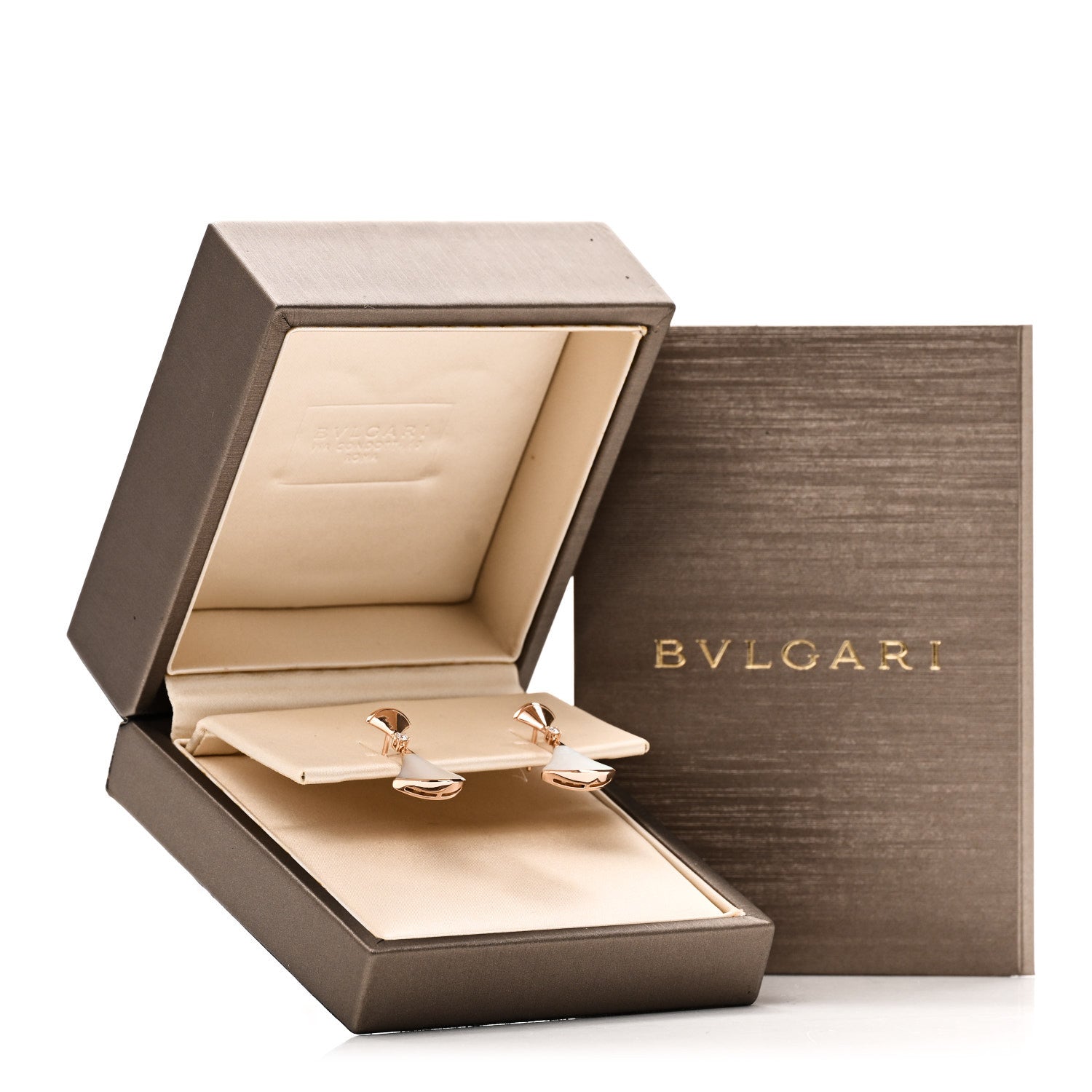 Bulgari 18K Rose Gold Diamond Mother of Pearl Divas' Dream Earrings 5 of 5