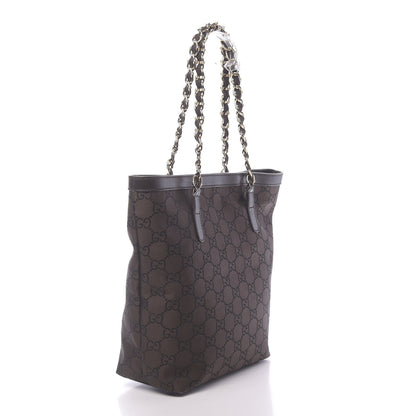 Gucci Nylon Monogram Chain Bucket Tote Brown 3 of 10