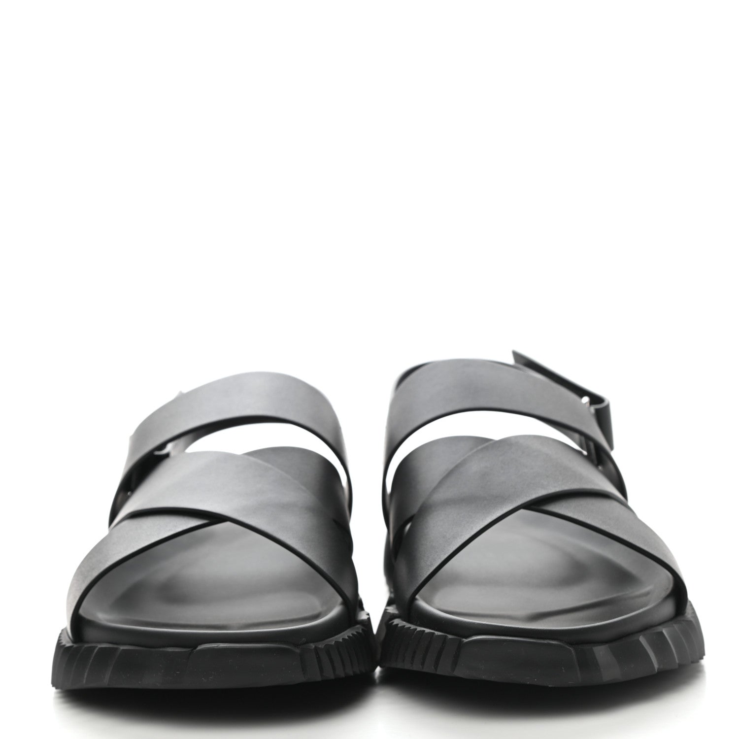 Hermes Calfskin Goatskin Mens Electric Sandals 43 Black 2 of 9
