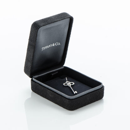 Tiffany 18K White Gold Diamond Crown Key Pendant 4 of 4