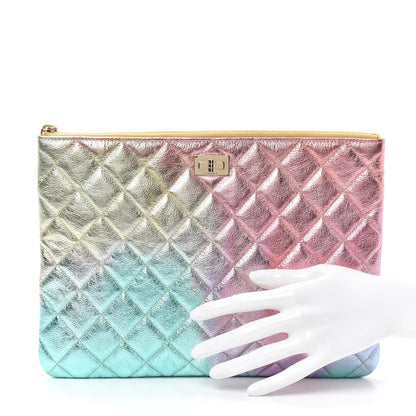 Chanel Metallic Goatskin Quilted Medium 2.55 Reissue Cosmetic Case Multicolor 2 of 7