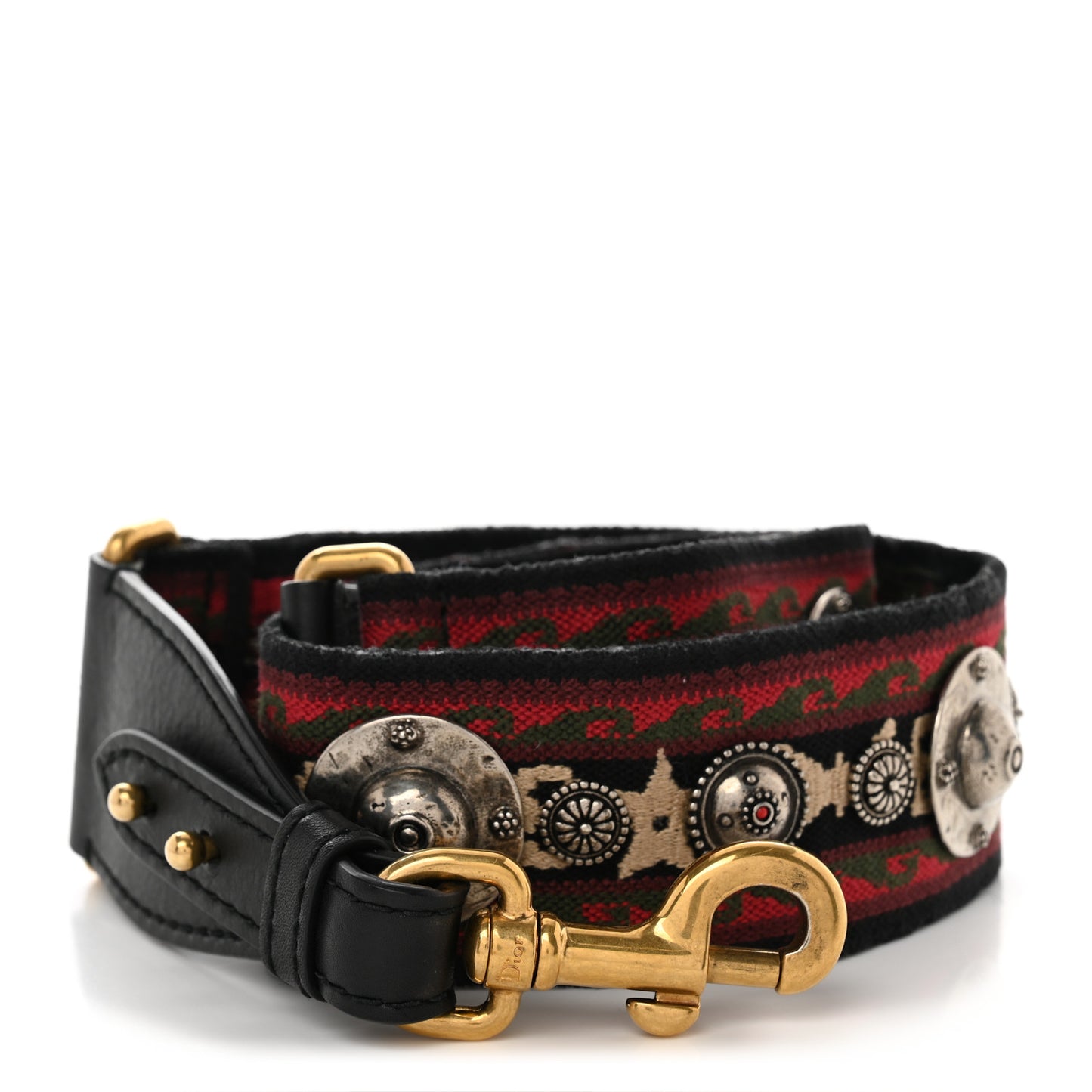 Canvas Embroidered Studded Bohemian Shoulder Strap Red