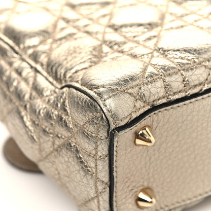 Christian Dior Metallic Grained Calfskin Cannage Mini Supple Lady Dior Pale Gold 10 of 16