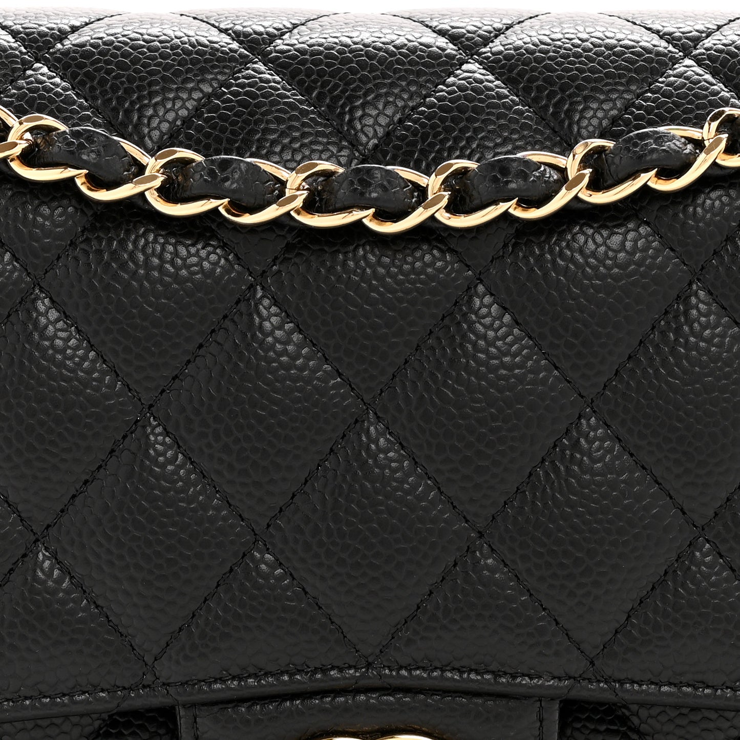 Caviar Quilted Medium Double Flap Black