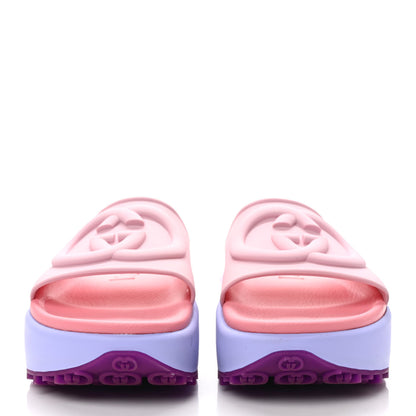 Gucci Soft Rubber Womens Interlocking G Platform 42mm Slide Sandals 38 Sugar Pink 2 of 9