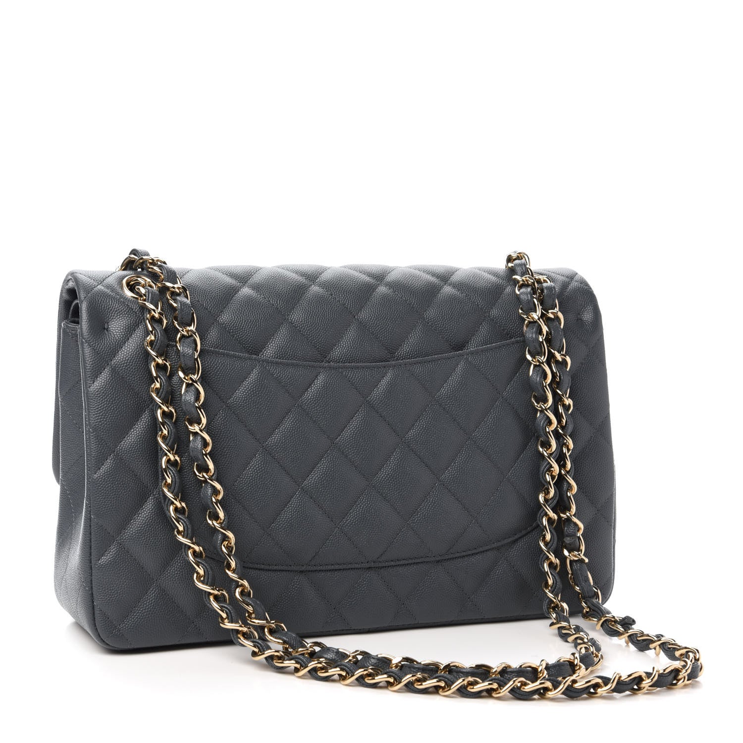 Chanel Caviar Quilted Jumbo Double Flap Dark Grey 3 of 11