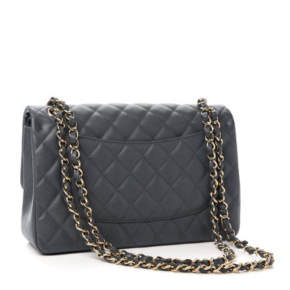 Chanel Caviar Quilted Jumbo Double Flap Dark Grey 3 of 11