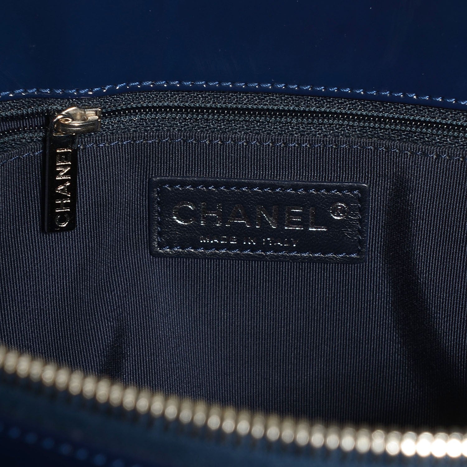 Chanel Quilted Patent Grand Shopping Tote GST Navy Blue 7 of 8