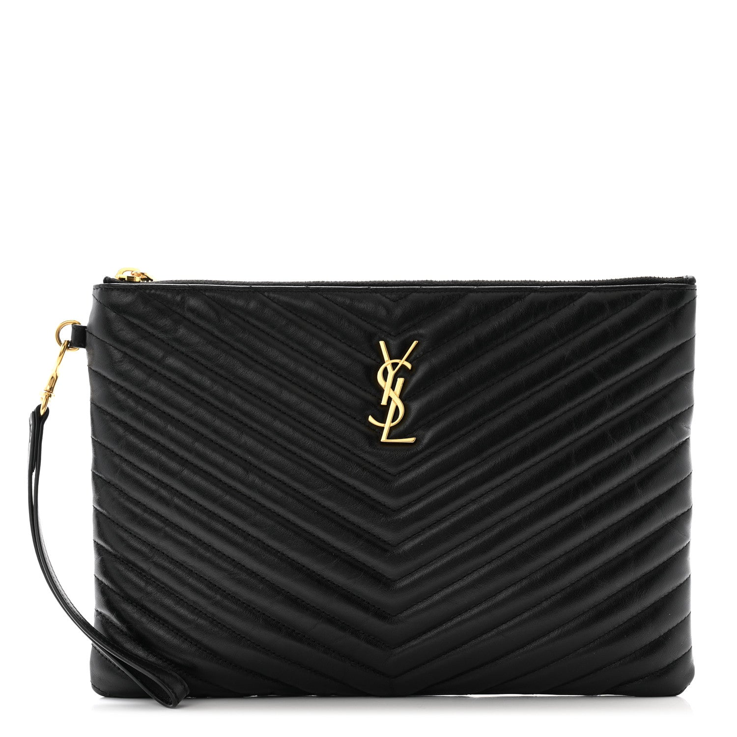 Saint Laurent Calfskin Matelasse Monogram Cassandre Tablet Pouch Black 1 of 9