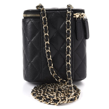 Chanel Caviar Quilted Small Vertical Coco Beauty Vanity Case With Chain Black 3 of 10