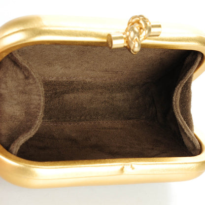 Bottega Veneta Gilded Waxed Leather Knot Clutch Gold White 5 of 6