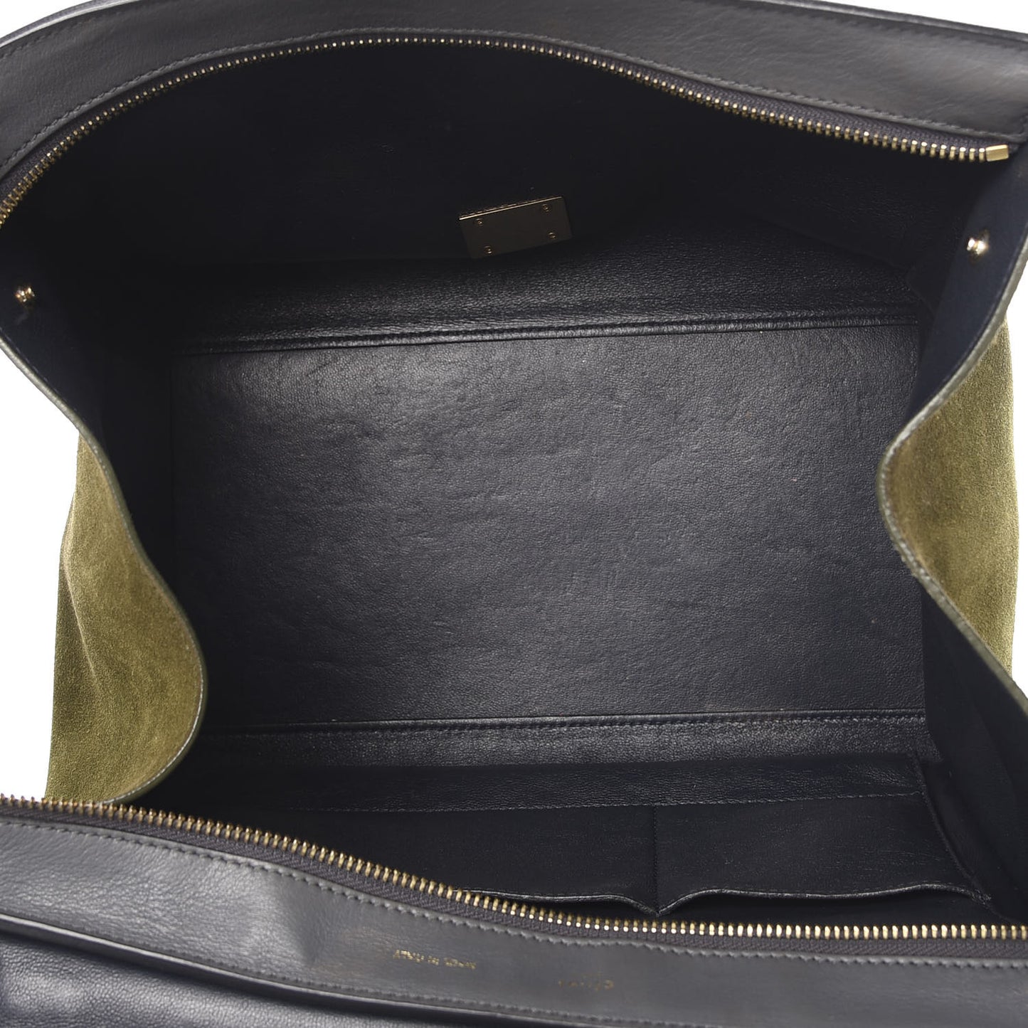 Calfskin Suede Medium Tri-Color Trapeze Navy