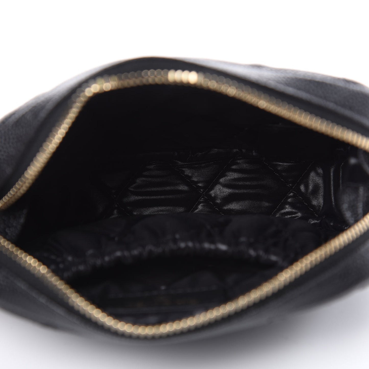 Caviar Quilted Small Curvy Pouch Cosmetic Case Black