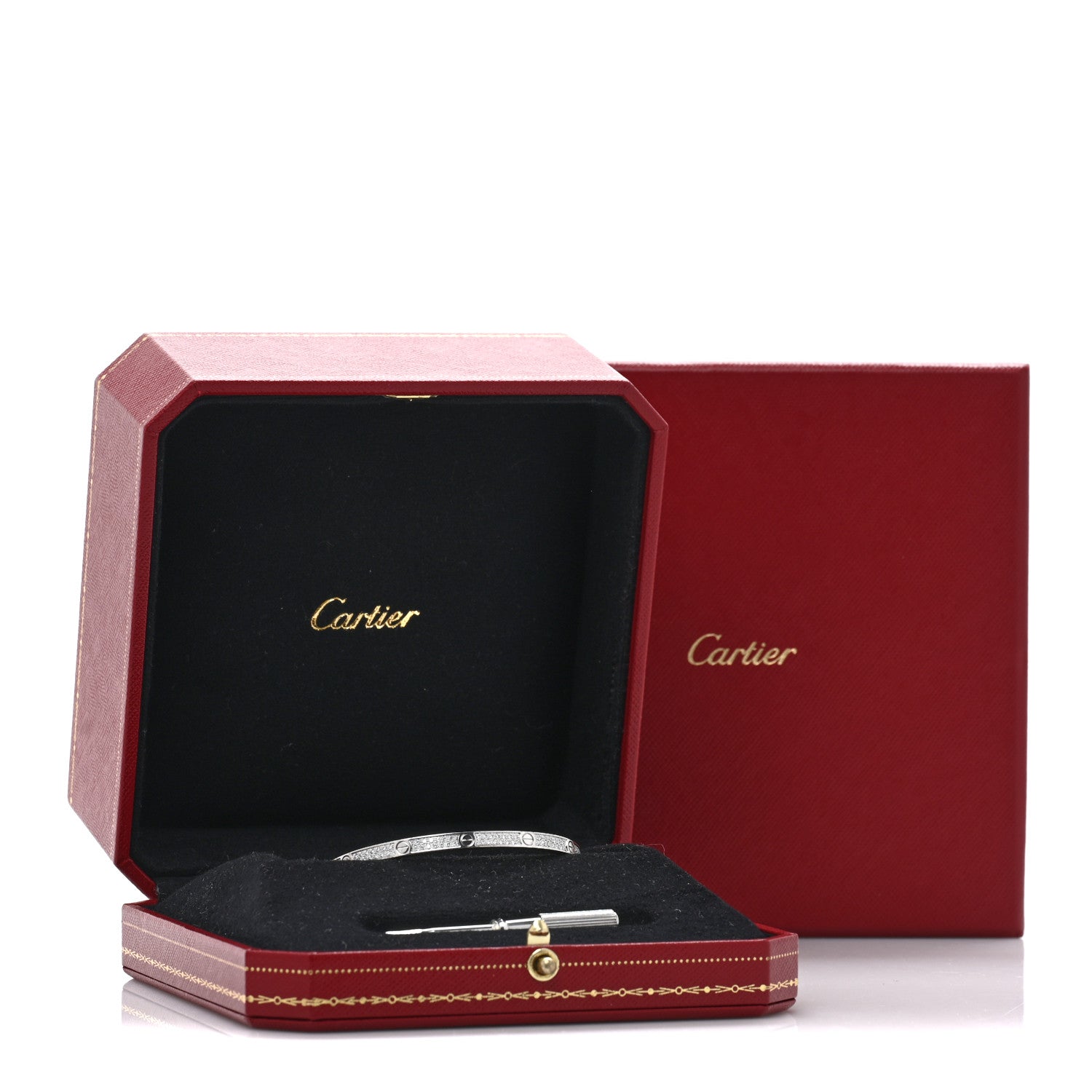 Cartier 18K White Gold Diamond Small LOVE Paved Bracelet 16 7 of 7
