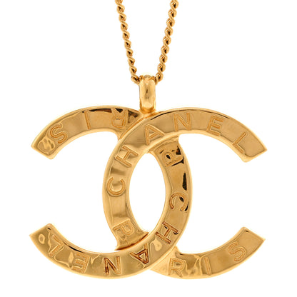 Chanel Metal CC Paris Button Necklace Gold 4 of 5