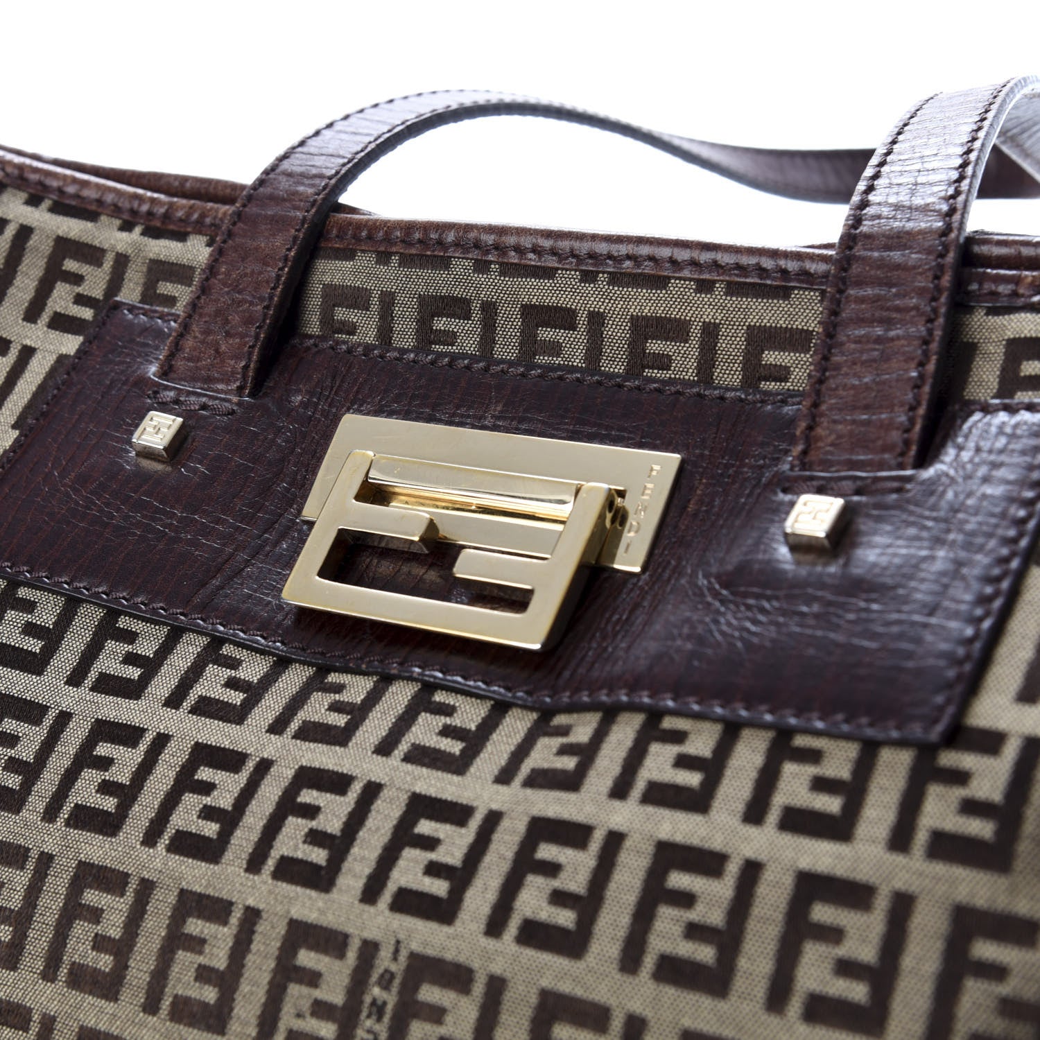 Fendi Zucchino Vitello Tote Mogano Panna Bruciato 11 of 11