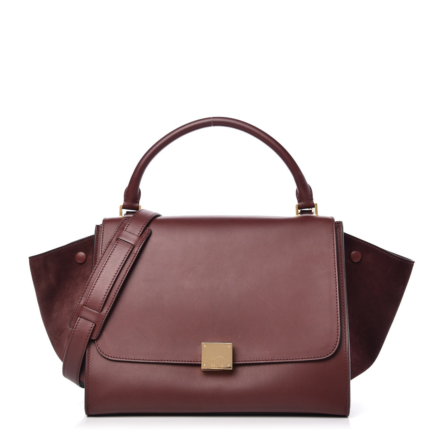 Celine Smooth Calfskin Suede Medium Trapeze Burgundy 1 of 9
