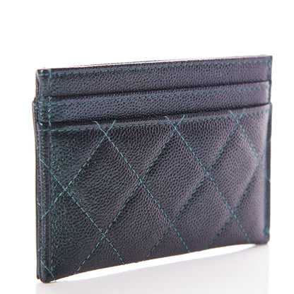 Chanel Iridescent Caviar Quilted Filigree Card Holder Dark Turquoise 3 of 8