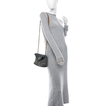 Saint Laurent Denim Quilted Toy Loulou Puffer Monogram Chain Satchel Blue Cinnamon 2 of 10