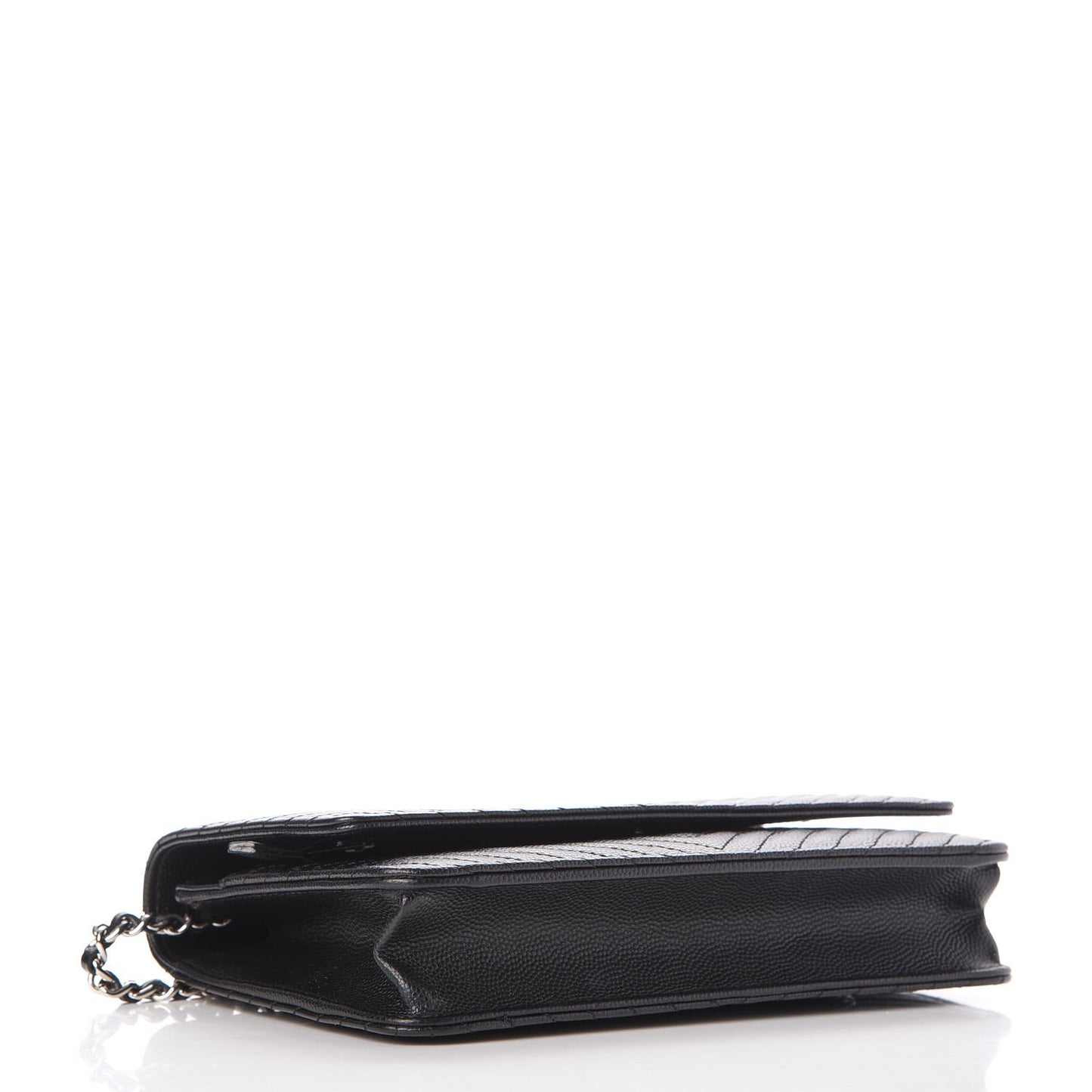 Caviar Chevron Quilted Wallet On Chain WOC Black