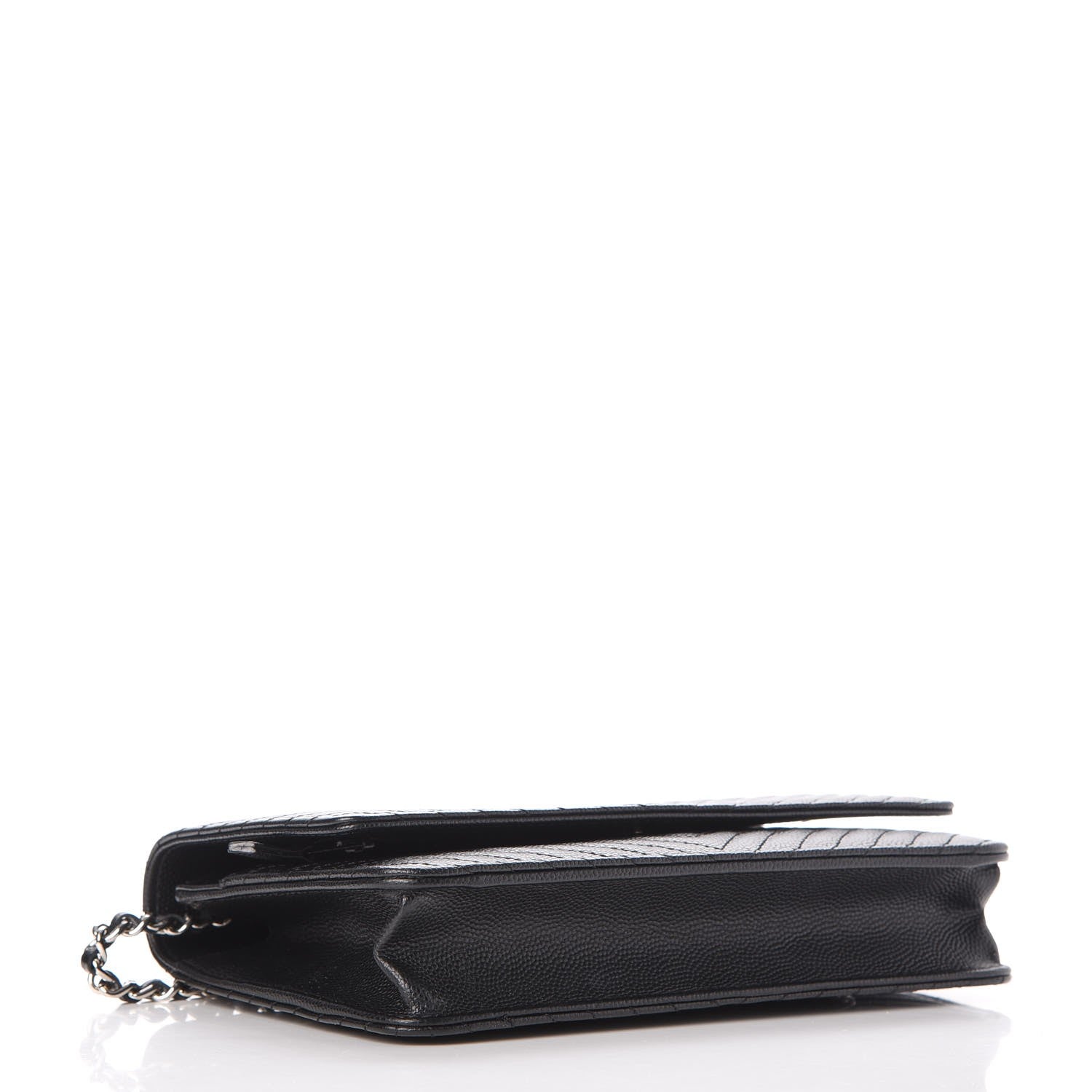 Chanel Caviar Chevron Quilted Wallet On Chain WOC Black 4 of 9