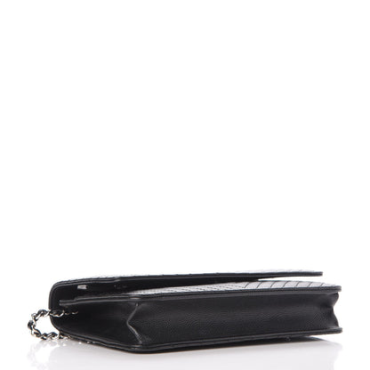 Chanel Caviar Chevron Quilted Wallet On Chain WOC Black 4 of 9