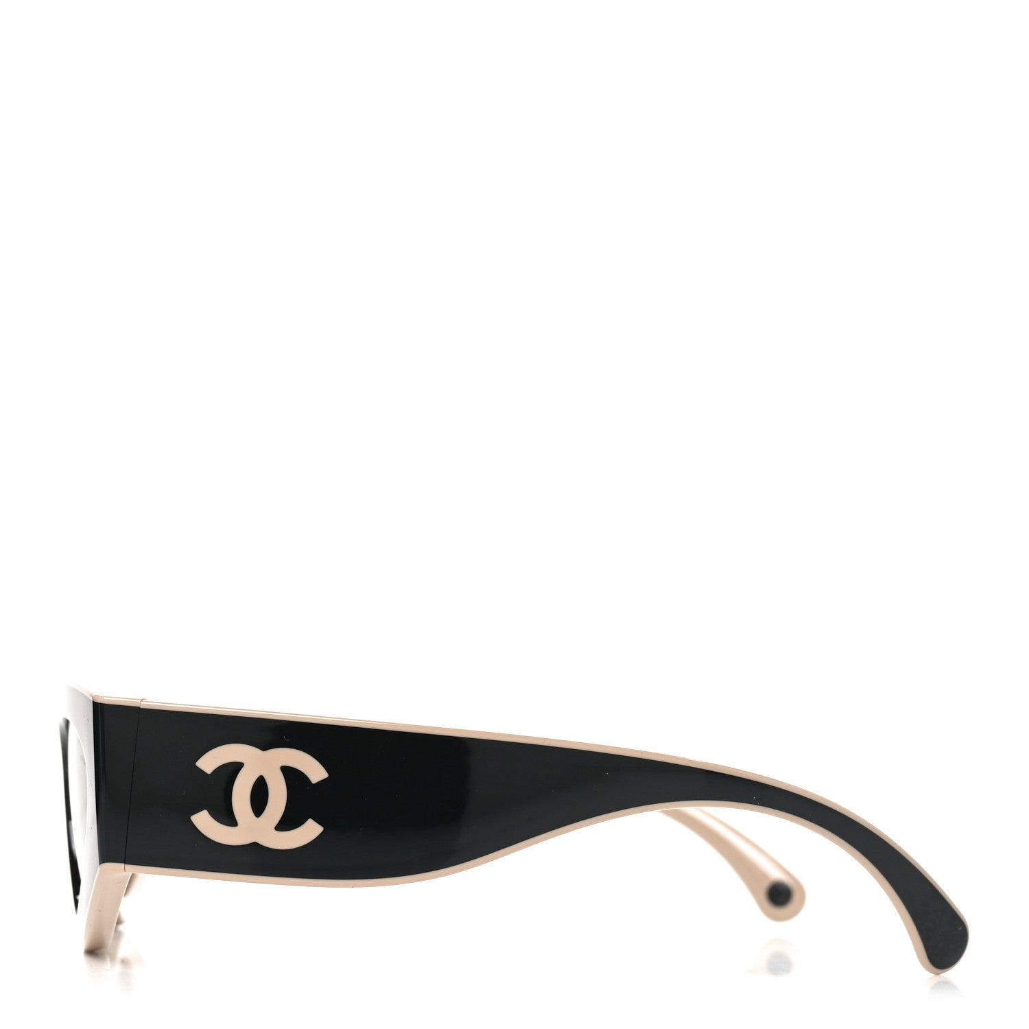 Chanel Acetate Cat Eye Sunglasses 6056 Black Beige 3 of 7