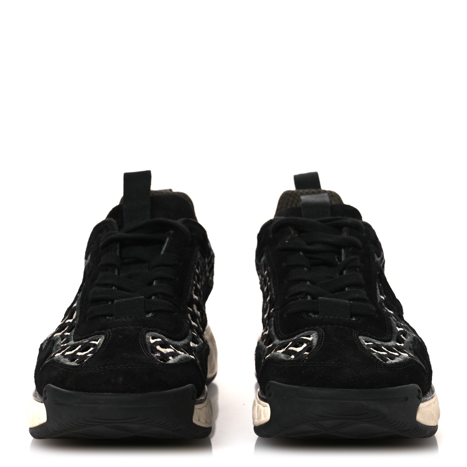 Chanel Suede Calfskin Embroidered CC Sneakers 36.5 Black 3 of 12