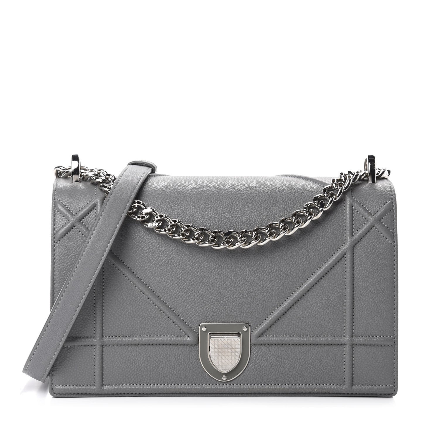 Grained Calfskin Medium Diorama Flap Bag Gris