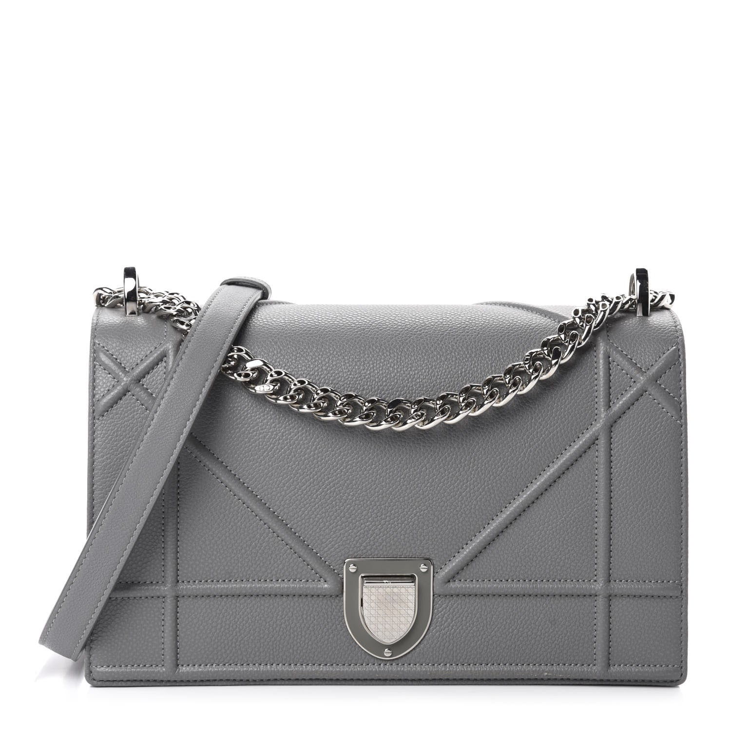 Christian Dior Grained Calfskin Medium Diorama Flap Bag Gris 1 of 11